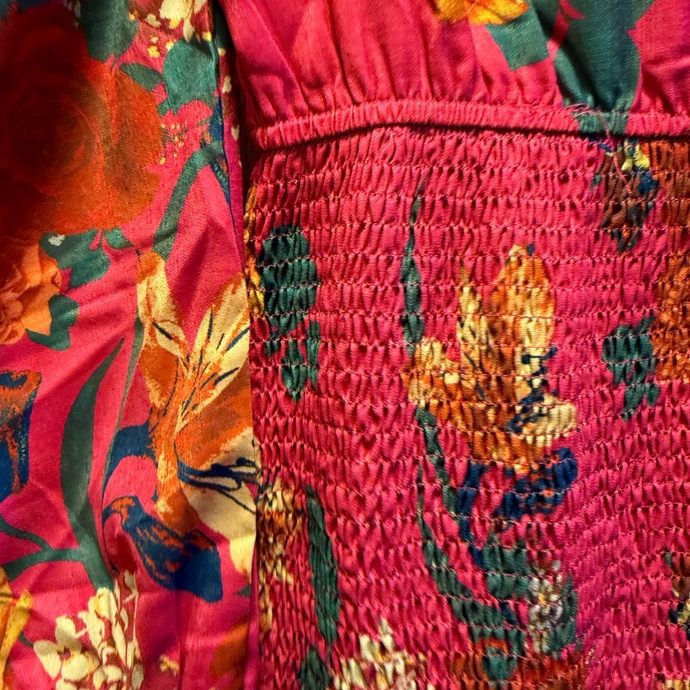 Vibrant Pink Floral Smocked Mini Dress - Picture 3 of 5